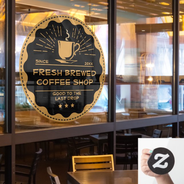 Rustikale Kaffee-Shop-Cup-Front anpassen Fensteraufkleber (Restaurantfenster)