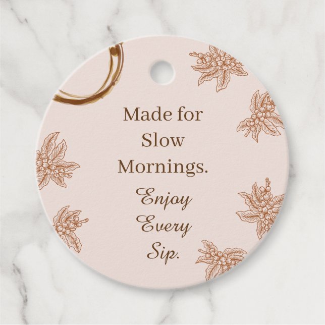 Rustikale Kaffeegeschenk-Anhänger Langsame Morgen  Geschenkanhänger (Vorderseite)