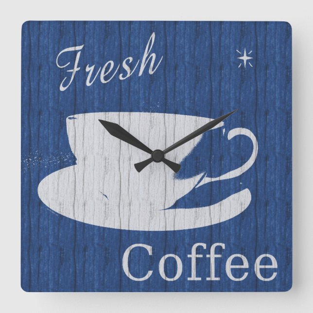 Rustikale Kaffeemaschine Quadratische Wanduhr (Vorderseite)