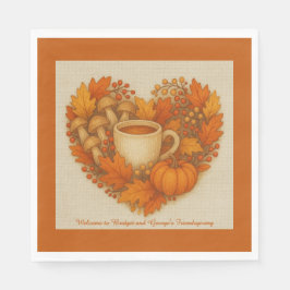 rustikale Kakao-Tasse und Herbstblätter Serviette