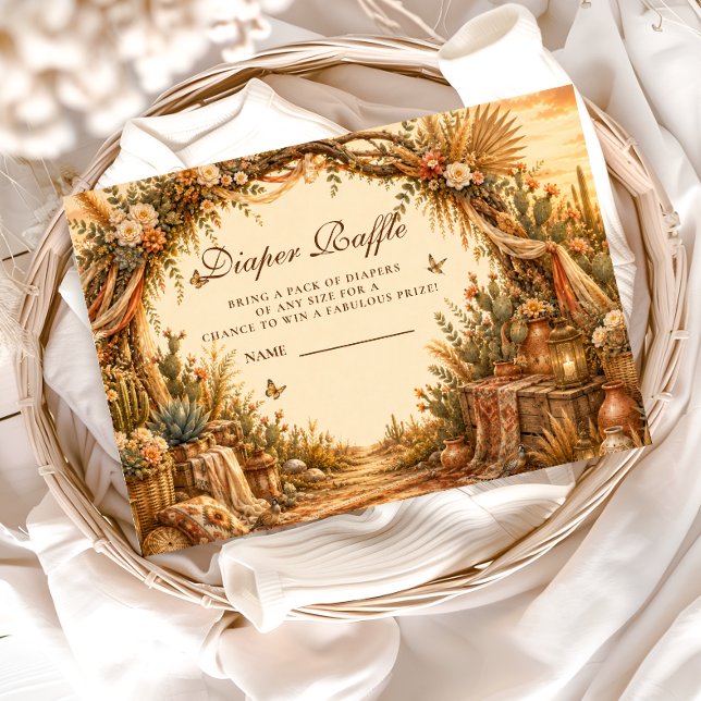 Rustikale Kaktus-Boho-Windel-Raffle Begleitkarte (Von Creator hochgeladen)