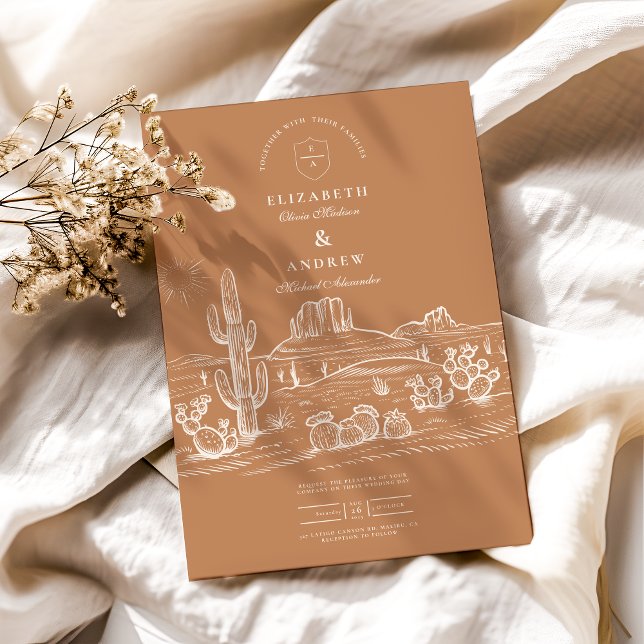 Rustikale Kaktus Wüstenlandschaft Hochzeit Einladung (Von Creator hochgeladen)