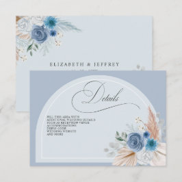 Rustikale Kalligrafie Boho Dusty Blue Pampas Detai Begleitkarte