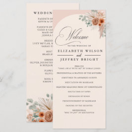 Rustikale Kalligrafie Boho Terracotta Pampas Weddi Programm