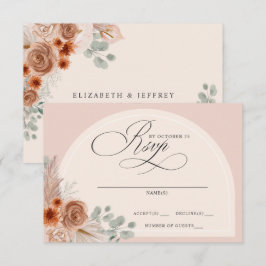 Rustikale Kalligrafie Boho Terracotta Pampas Weddi RSVP Karte