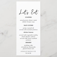 Rustikale Kalligrafie Essen wir Hochzeitsmenü