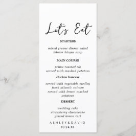 Rustikale Kalligrafie Essen wir Hochzeitsmenü Menükarte