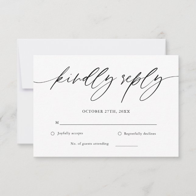 Rustikale Kalligrafie-Hochzeitkarte RSVP Karte (Vorderseite)