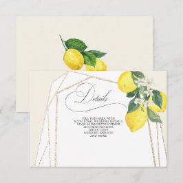 Rustikale Kalligrafie Lemon Citrus Sommer Hochzeit Begleitkarte