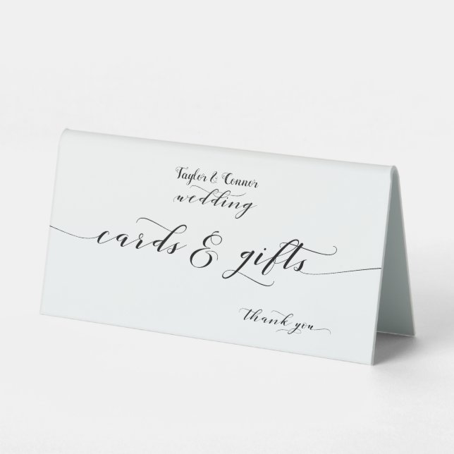 Rustikale Kalligraphie Gästekarten und Geschenke U Tischaufsteller (Vorderseite)