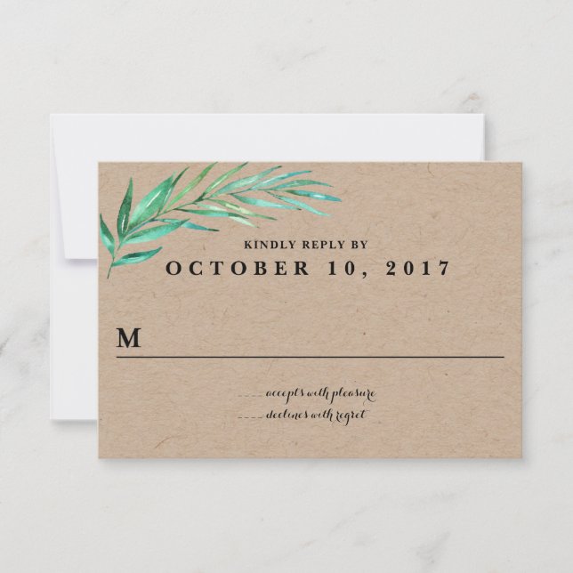 Rustikale Karettgrün - Hochzeitskarte RSVP Karte (Vorderseite)