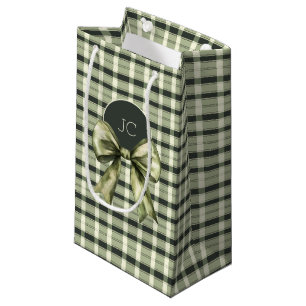 Rustikale Karierte Aquarellbow Moderne Grüne Monog Kleine Geschenktüte