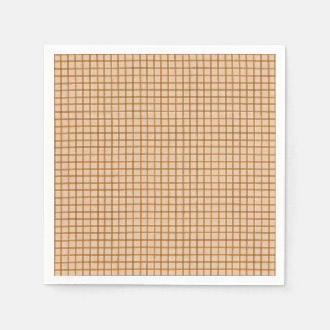 Rustikale Karierte Braune Papier Serviette | Lässi (Vorderseite)