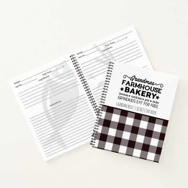 Rustikale Karierte Oma's Farmhouse Bäckerei Rezept Notizbuch (Innenseite)