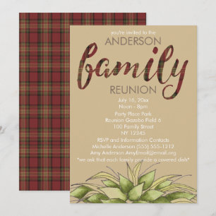 Rustikale Karierte und Leaf Country Family Wieders Einladung