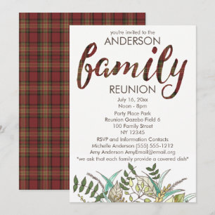 Rustikale Karierte und Leaf Country Family Wieders Einladung