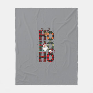 • Rustikale Karo Ho Ho Ho Santa Graue Fleece-Decke Fleecedecke