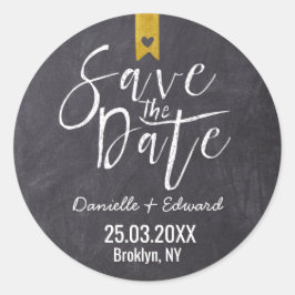Rustikale Karton-Typografie Save the Date Runder Aufkleber