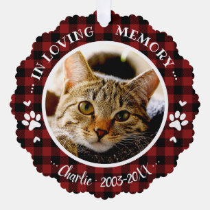 Rustikale Katzen-Gedenkfoto-Ornament-Karte Ornament Karte