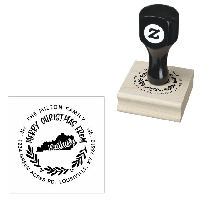 Rustikale Kentucky Frohe Weihnachtsfeier Rücksende Gummistempel (Stempel)