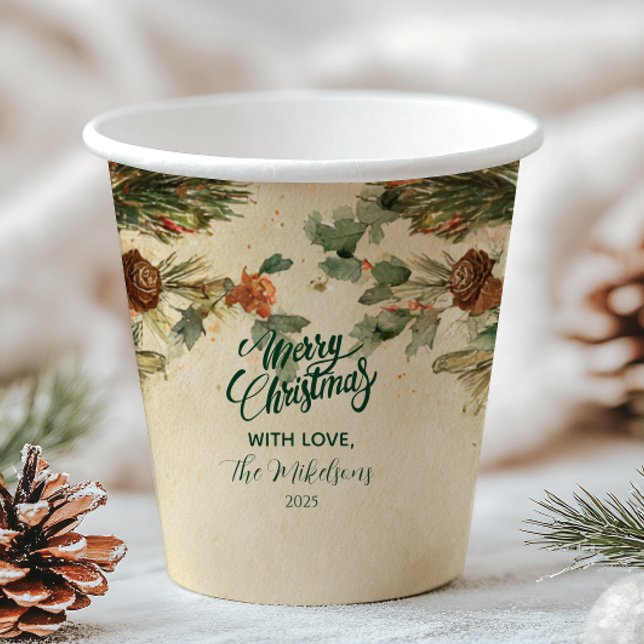 Rustikale Kerze Pinecone Weihnachten Pappbecher (Von Creator hochgeladen)