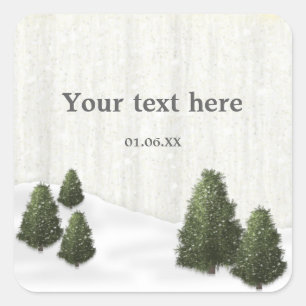 Rustikale Kiefern Winterhochzeit Dezember Geschenk Quadratischer Aufkleber