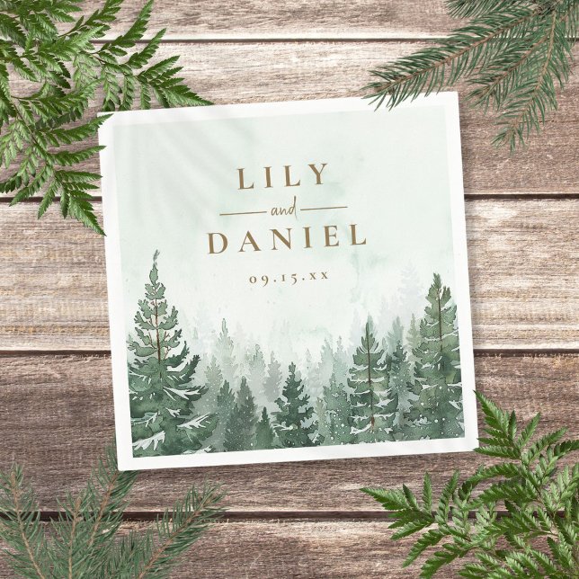 Rustikale Kiefernwald-Hochzeit Serviette (Rustic Pine Tree Forest Wedding Napkins)