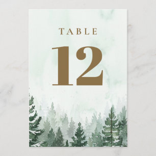 Rustikale Kiefernwald-Tischnummern Einladung