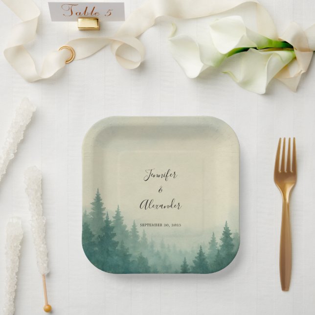 Rustikale Kiefernwälder Hochzeit Pappteller (Hochzeit)