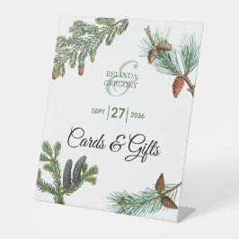 Rustikale Kiefernwälder Hochzeitskarten & Geschenk Sockelschild