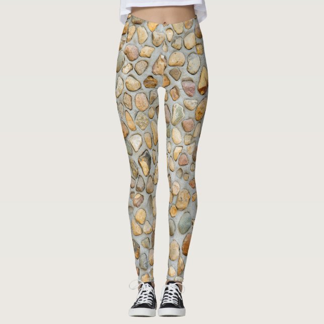 Rustikale Kieselsteinmauer  Leggings (Vorderseite)