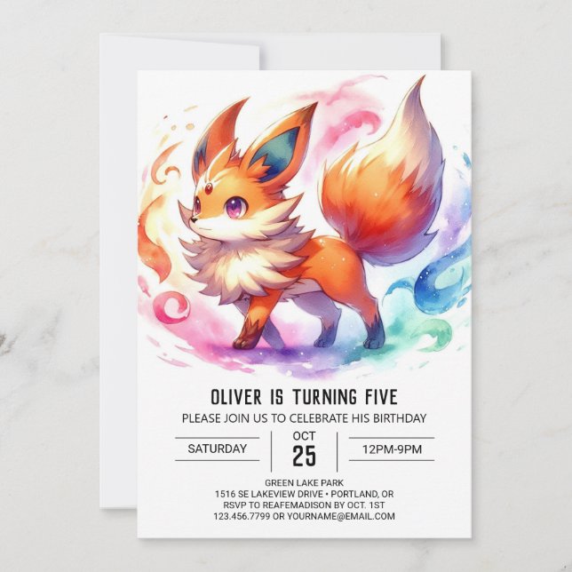 Rustikale Kinder Fox Geburtstag Einladung (Vorderseite)