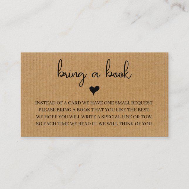 Rustikale Kinderdusche mit Buchanfrage Begleitkarte (Vorderseite)