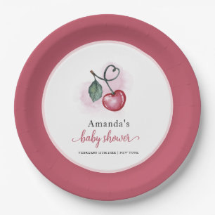 Rustikale Kirsch-Beeren-Sweetheart-Baby-Party Pappteller