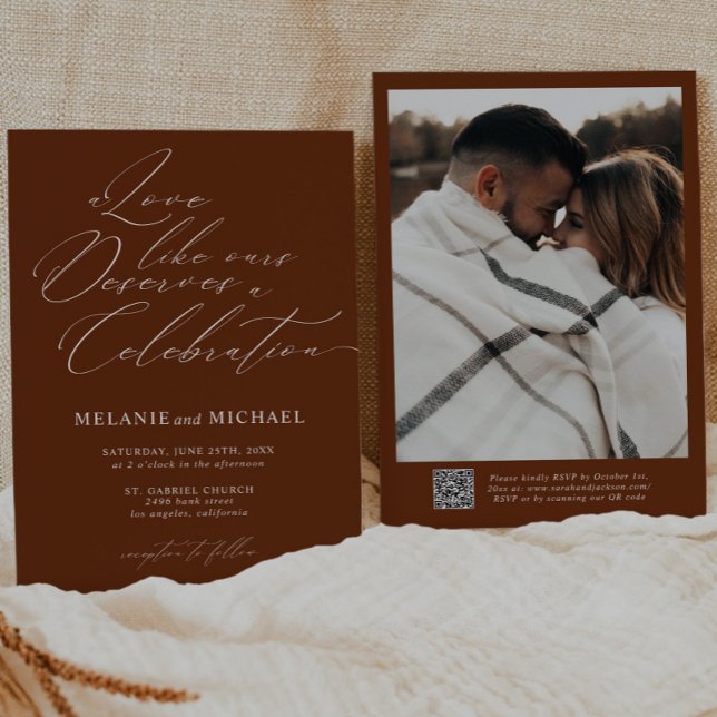 Rustikale Klassische Skriptkalligrafie QR Code Hoc Einladung (Von Creator hochgeladen)