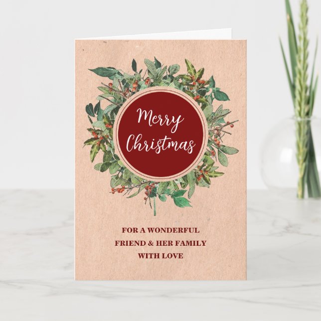 Rustikale Kleider Freunde & Familie Frohe Weihnach Karte (Vorderseite)