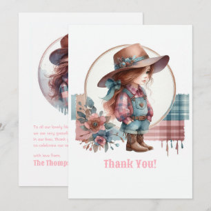 Rustikale kleine Cowgirl Babydusche Dankeskarte
