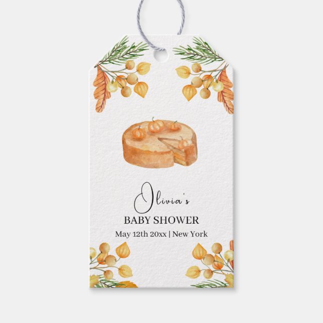Rustikale kleine Süsse Pumpkin Pie Fall Baby Dusch Geschenkanhänger (Vorderseite)