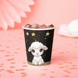 Rustikale kleine weiße Lamm-Babydusche Pappbecher