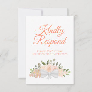 Rustikale Korallenpfirsichblüte Bouquet Wedding RSVP Karte