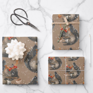 Rustikale Kraft beschäftigt Eichhörnchen knacken Geschenkpapier Set