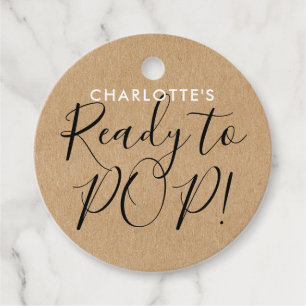 Rustikale Kraft Chic Schriftart Baby Shower zum Pl Geschenkanhänger