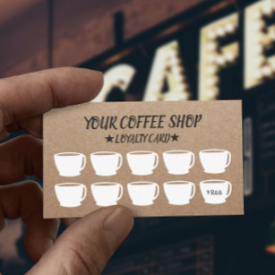 Rustikale Kraft Coffee Cups Kaffee Loyalitätskarte Treuekarte
