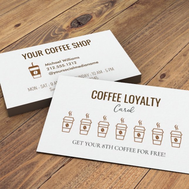 Rustikale Kraft Coffee Cups Kaffee Loyalty Card Visitenkarte (Von Creator hochgeladen)