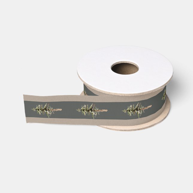 Rustikale Kraft dick Grau Centre Stripe Woodland Ripsband (Spule)
