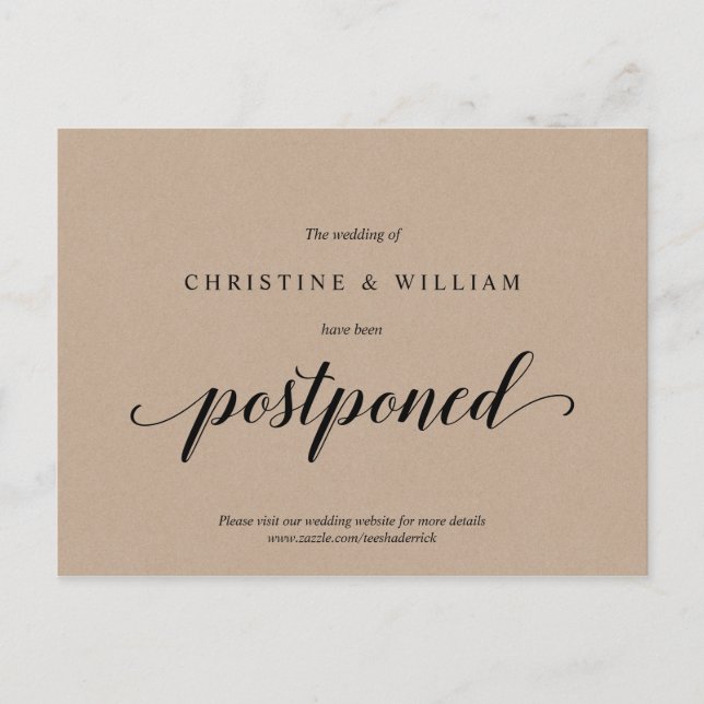 Rustikale Kraft, Einladung zur Hochzeit aufgeschob Postkarte (Vorderseite)