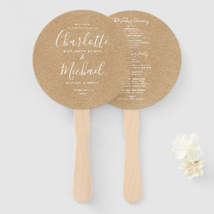 Rustikale Kraft elegante Hochzeitsprogramm-Schrift Fächer