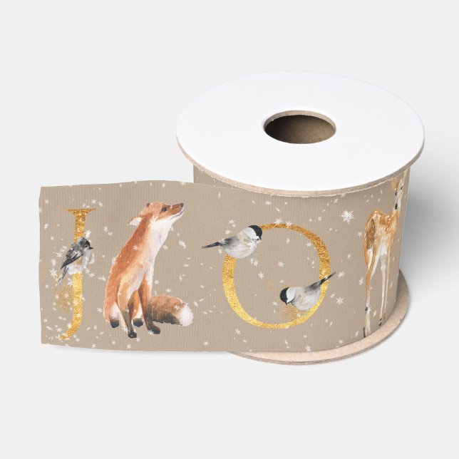 Rustikale Kraft Elegante Tiere & Freude in Goldbri Ripsband (Spule)