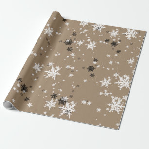 Rustikale Kraft Elegante weiße Schneeflocken Geschenkpapier