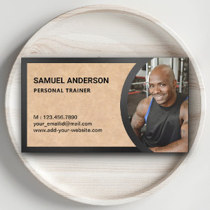 Rustikale Kraft Fitness Personal Trainer Foto Visitenkarte